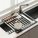 Foldable Over Sink Dish Drying Rack, Extra Wide & Thick Rust-Proof Aluminum Sink Cover for Counter Space, Collapsible Dish Drying Rack Fits Most Kitchen Sinks (Gray, 17.7x13.6)