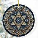 Hanukkah Ornaments for Tree Christmas Hanukkah Tree Ornaments Ceramic Decorations Star of David Ornament Decor for Home Jewish Christmas Ornament for Women Men Friends(star1)
