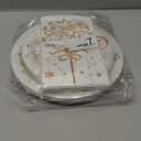 Lenyunge Merry Christmas Tableware - 62pcs White and Gold Plates and Napkins for Winter Holiday Decoration