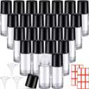 Sumind 24 Pcs Glass Roller Bottles for Essential Oil 30ml Empty Deodorant Bottle Roller Ball Container Refillable Rollerball Bottle with Plastic Balls, Funnel and Sticker (Clear)