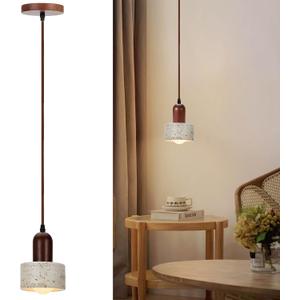 Wabi Sabi Faux Travertine Pendant Light, 4.9" Nordic Japanese Style Hanging Lamp, Modern Mini Ceiling Light Fixture for Kitchen Island, Dining Room, Bedroom, Hallway, 1 Pack (E26 Bulb Not Included) (Cylinder)