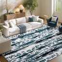 Modern Area Rug 8x10 - Non-Slip Washable Rug Living Room Carpets - Soft & Stain Resistant Rug for Home Bedroom Dining Room Home Office Indoor Nursery Gray and White