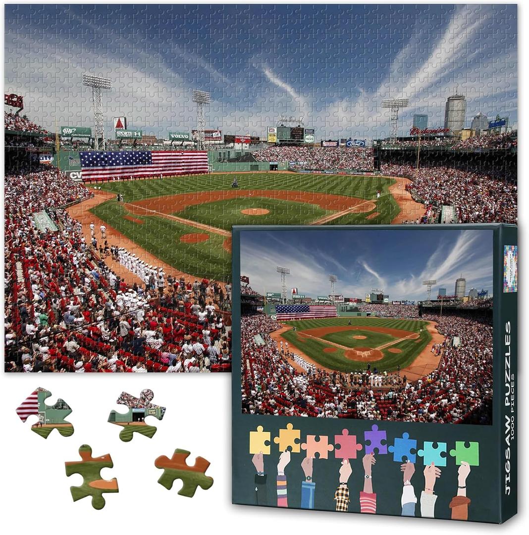 1000 Piece Puzzle for Adults - Boston Baseball Field Skyline, Fenway Park Challenging Puzzle Sports Fan Gift (27.5"x19.7"), Family Board Game Home Decor