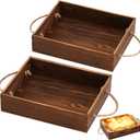 2 Pack Wooden Aluminum Foil Pan Holder for 9 x 13 Disposable Baking Tin Wooden Serving Tray for Foil Pans Food Dessert Cake Containers Party Wedding Supplies (Pine Wood Burnt Color)