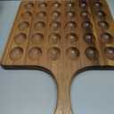 Okllen 30 Holes Reversible Wooden Deviled Egg Platter with Handle, Acacia Wood Deviled Egg Tray Charcuterie Board, Deviled Egg Holder, 17"x13, Brown