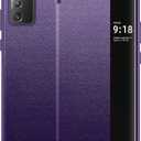 Note 20 Flip Case for Samsung Galaxy Note 20 5G Case, Clear View Slim PU Leather Shockproof Cover for Samsung Note 20 Phone Case Rugged Hard PC Silicone 360 Anti-Scratch Protective Case (Purple)