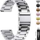 Fullmosa Stainless Steel Watch Band 16mm 18mm 19mm 20mm 22mm 24mm, Quick Release Metal Replacement Strap with Removable Links, Includes Spring Bars & Link Removal Tool for Men Women (20mm, Silver) (20MM(See Diagram)