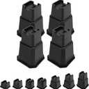 shouwuhho Bed Risers 8 inch, Furniture Risers Elevation in Heights 8 Inch Heavy Duty, Bed Lift Risers for Caster Wheels or Posts of Bed Table Couch, Support up to 6000 lbs, Black, 4 Pack