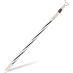 Reallnaive 1 Pack Telescoping Skylight Pole with Hook up 47 to 63 Inch Wand for Blinds Tension Rod Blinds Shades Stainless Steel Adjustable Curtain Pull Wand for Skylight Cordless Window (Beige)