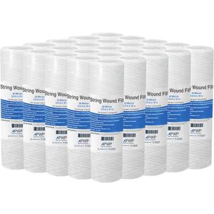 Sediment String Wound Water Filter Cartridge Standard 2.5x10" 20 Micron 25 Pack