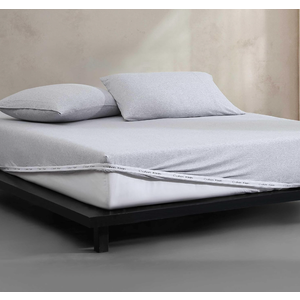 Calvin Klein - King Size Sheets Set, Naturally Soft Cotton-Blend Melange Jersey Bedding - Bed Sheets with Matching Pillowcase & Fitted Sheet (Grey)