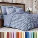 Duvet Cover Full Size Set - Extra Soft Full Duvet Cover 80" x 90" with 2 Pillow Shams - Hotel Luxury, Easy Care & Fade Free with Zipper Closures & Ties - All Season, Comfy & Breathable (Blue Stripes) (44 - Blue Stripes 3 (No Comforter))