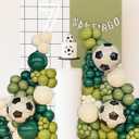141Pcs Soccer Balloons Garland Arch Kit, Sage Green Olive Green Dark Green White Balloons with 22Inch Soccer Balloons for Boys Football Sports Themed Birthday Party Decorations