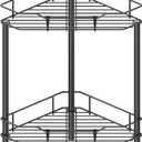 HuggieGems 2 Tier Floor Standing Corner Shower Caddy Organizer Shelf with Hooks, Bathroom Shelves Stand Rack, Black