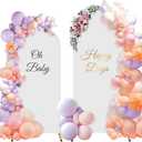 Buryeah 2 Pcs Wedding Arch Backdrop Cover 6ft and 7.2ft Spandex Fitted Fabric Round Top Arch Backdrop Stand Cover for Wedding Birthday, Stand and Balloon Not Included(White)