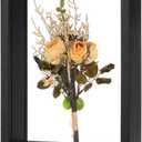 M METERXITY 1-Pack Dried Flower Frame, 5 x 7 Inch Double Acrylic Wooden Dried Flower Photo Floating Frame for Tabletop/DIY/Handicrafts [Black]