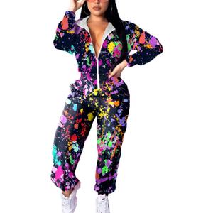 EOSIEDUR Women's Pullover Hoodies Jumpsuit Zipper Jacket Windbreaker Elastic Waistband Pants One Piece Outfits Tracksuit Set, S