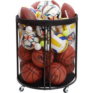 Ball Storage Bin for Garage, Balls Holder for Soccer, Basketball, Ball Cart, Rolling Basketball Rack for Outdoor, Indoor (81.4 U.S. Gals)