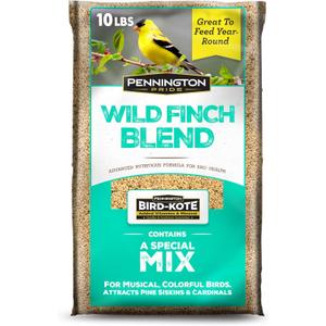 Pennington Pride Wild Finch Blend, Wild Bird Seed for Outside Feeders, Special Mix for a Variety of Musical & Colorful Songbirds, Great Bird Food to Use as Year-Round Feed, 10-lb. Bag
