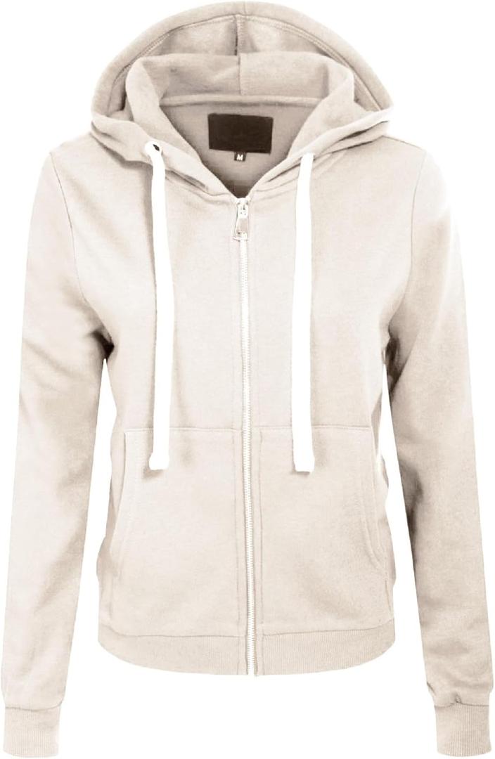 MixMatchy Women's Hooded Sweatshirts Jacket Casual Drawstring Zip Up Hoodie with Pocket (Large, Bone) MixMatchy Women's Hooded Sweatshirts Jacket Casual Drawstring Zip Up Hoodie with Pocket (Large, Bone)