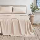 Great Bay Home Cotton Jersey Knit King Sheet Set - Ultra-Soft, Stretchy, Heathered Melange Bed Sheets - Cozy, Soft T-Shirt Sheet & Pillowcase Set (Oatmeal)