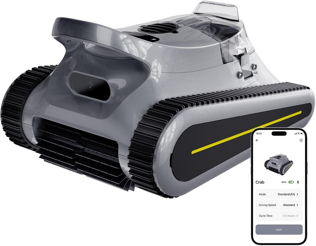 Cordless Robotic Pool Cleaner, Pool Vacuum 180W Brushless Motor, 45000Pa Suction, Wall & Waterline Climbing, Auto Path Mapping, for Inground & Above-Ground Pools up to 2150 Sq. Ft. (Gray)