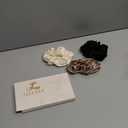 LULUSILK Silk Scrunchies for Hair Sleep, 100% Real Mulberry Silk, No Damage Hair Ties for Women and Girls, Basic Collection, Pack of 3 (Black&Ivory&Brown)