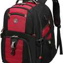 SHRRADOO Extra Large 50L Travel Laptop Backpack with USB Charging Port, College High School Backpack Airline Approved Business Work Bag Fit 17 Inch Laptops for Men Women red