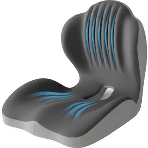 Memory Foam Seat Cushion with Lumbar Support, Ergonomic L-Shaped Car & Office Chair Cushion for Long Sitting, Orthopedic Coccyx Pillow for Sciatica & Back Pain Relief for Truck Drivers, Gaming & Home, Medium