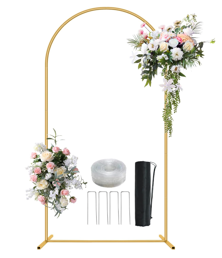 Metal Arch Backdrop Stand 7.2FT Gold Wedding Balloon Arched Backdrop Stand Square Arch Frame for Birthday Valentines Day Party Bridal Baby Shower Ceremony Decoration