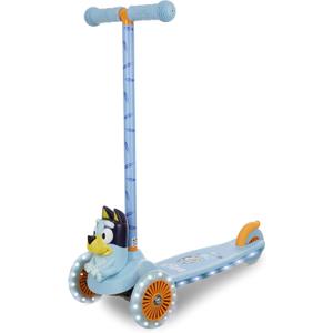 Bluey 3D Kick Scooter for Kids, Self-Balancing 3 Wheeled Light Up Scooter with Extra Wide Anti-Slip Deck, Rear Brake, Lean to Steer, Lightweight Design, for Kids 3 and up, 75 LB Limit