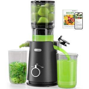 Juicer Machines, ECOSELF Large Feed Chute for Family Needs, Professional Hands Free Cold Press Juicer For Whole Fruits & Vegetables, Self Feeding for Juice Extractor Machine, Easy to Clean (Carbon Black)