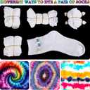 Tie Dye Kit Includes 12 Blank Socks, 12 Colors Concentrates Pre-Filled Bottles, 20 ft Cotton Strings and 20 Rubber Bands for Tie Dye Party Groups DIY Supplies, Christmas Birthday Party Gift