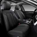 Doogo Leather Seat Covers Front Pair, Universal Seat Cover 2-Pack, Waterproof Leatherette Car Seat Cushions Protectors, Auto Driver Seat Covers Fit for Most Cars Trucks SUV-Black