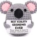 Funny Crochet Koala Grandma Gifts from Grandkids, Happy Mothers Day Birthday Gifts for Grandma, I Love You Retire Grandmother Nana Gigi Mimi Present from Granddaughter Grandson Small Cute Desk Decor