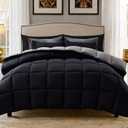Decroom Lightweight Full Comforter Set with 2 Pillow Sham - 3 Pieces Set - Quilted Down Alternative Comforter/Duvet Insert for All Season - Black/Grey - Full Size