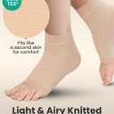 KEMFORD Ankle Compression Sleeve - 2-Pairs, Plantar Fasciitis Braces - Open Toe Compression Socks for Swelling, Sprain, Neuropathy, Foot Arch Support for Men and Women - 20-30mmhg, L, Beige