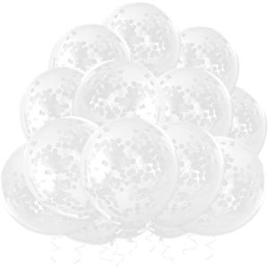 White Confetti Balloons, 25 Pcs Thickened 12 Inch Clear Latex Balloon with Confetti Inside for Graduation Engagement Bridal Shower Party Baby Shower Gender Reveal Birthday Party Decoration Supplies