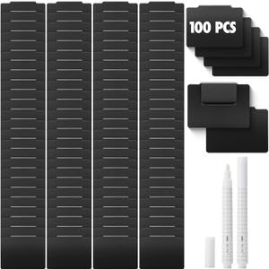 Mr. Pen- Basket Labels Clip On Set, 102 pcs, 100 Removable Bin Labels Clip On with 2 Chalk Markers, Storage Bin, Basket Tags