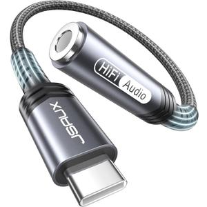 JSAUX USB Type C to 3.5mm Female Headphone Jack Adapter, USB C to Aux Audio Dongle Cable Cord Compatible with iPhone 17 Pro Max/16 Pro/15, Samsung Galaxy S24/S23/S22 Ultra, iPad Pro, Pixel 9/8 Grey