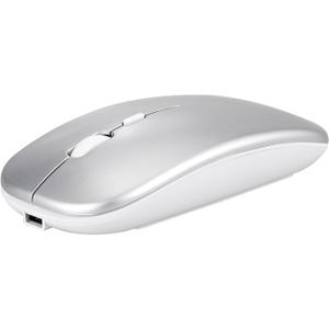Wireless Bluetooth Mouse for Apple iPad iPhone MacBook Android Samsung Tablet Phone Dual-Mode Rechargeable 2.4G Portable Computer Mice for Windows Laptop Notebook PC Mac Desktop USB Receiver (Silver)