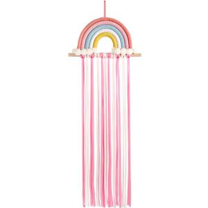 Rainbow Tassels Hair Bow Holder Hanging for Baby Girls, Hair Bow Organizer Headband Hair Accessories Organizer Storage Wall Hanging Decor for Toddler Girls Room