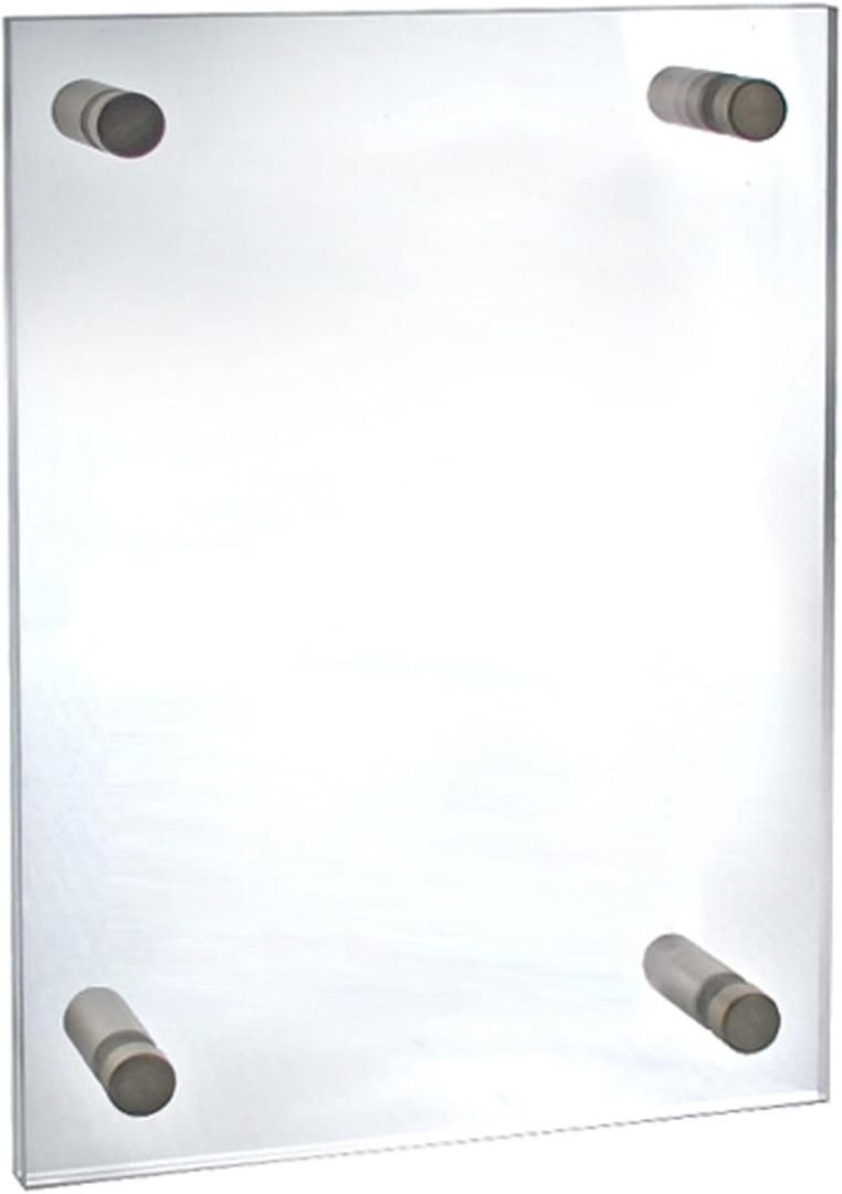 Azar Displays 105506 Standoff Sign Holder, 8.5" W x 14" H,Clear (Silver)