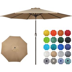 Blissun 10FT Outdoor Patio Umbrella, Outdoor Table Umbrella, Yard Umbrella, Market Umbrella with 8 Sturdy Ribs, Push Button Tilt and Crank