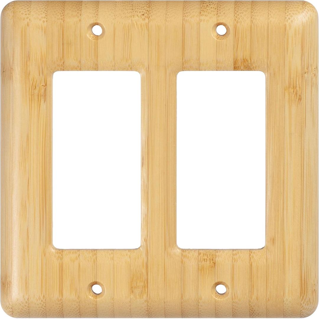 Solid Bamboo Double Toggle Light Switch Cover Plate Decorative Wall Plate for Modern Homes