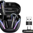 20ms Ultra-Low Latency 2.4G Wireless Gaming Earbuds with ENC Mic - 2.4GHz/Bluetooth Dual-Mode for PS5, PC, Meta Quest 3, Steam Deck, Phone & Laptop-Black