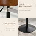 LUE BONA Adjustable Vanity Stool, 360Swivel Vanity Chair for Makeup Room, Brown Stool Chair for Vanity, Small Faux Leather Vanity Stools for Bathroom, Living Room