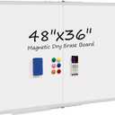 Dry Erase White Board 48 X 36 Inch, Wall-Mounted Silver Aluminum Frame Marker Presentation Board, 4' X 3' Foldable Portable Whiteboard with Pen Tray for School, Classroom, Office & Home