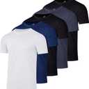 Real Essentials 5 Pack: Men's Dry-Fit Short Sleeve Crew Neck T Shirts Fitness Running Gym Workout Cool Exercise Athletic Tee (XX-Large)