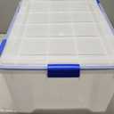 IRIS USA WeatherPro 60 Qt Storage Bins with Lids, 3 Pack, BPA-Free Plastic Gasket Box with Tight Latch and Seal, Stackable Nestable Tote Tub - Clear/Blue